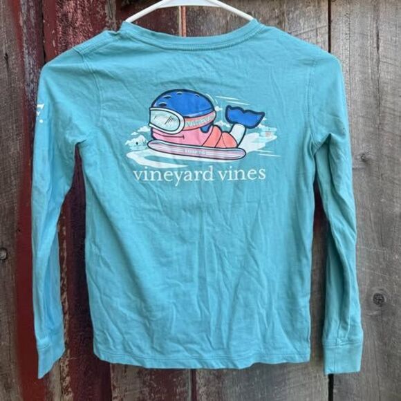 Girls Small 7-8 Vineyard Vines Long Sleeve Shirt Snowboarding Whale Graphic - Picture 1 of 4